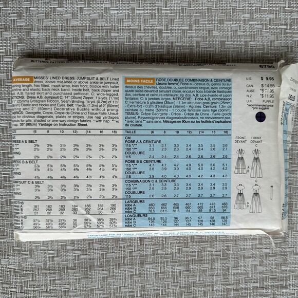 Vtg Butterick 6790 Size 6-12 Marilyn Monroe Style Dress Jumpsuit Sewing Pattern - Picture 2 of 2